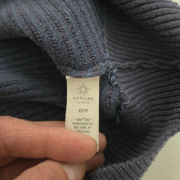 NAVY BLUE OFFLINE BY AERIE HOME STRETCH QUARTER ZIP SWEATER SIZE XS - Picture 8 of 10